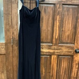 Jenny Yoo Navy Velvet Prom Dress